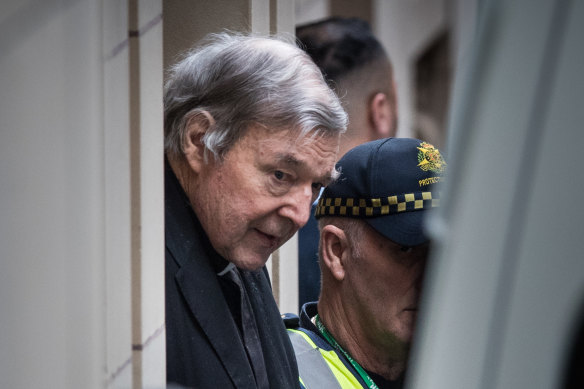 George Pell leaving court after Victoria's highest court rejected his appeal in August.