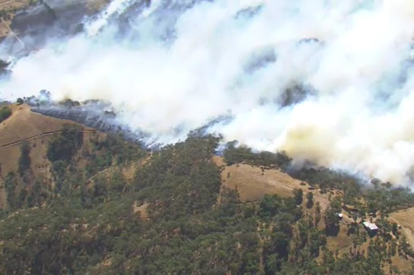 Emergency authorities say the out-of-control Flowerdale blaze is moving in a northerly direction.