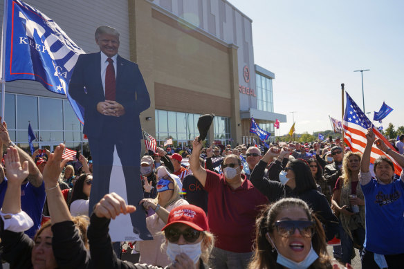 People gather at the Staten Island Triumph Rally 2020 in support of President Donald Trump on Saturday.