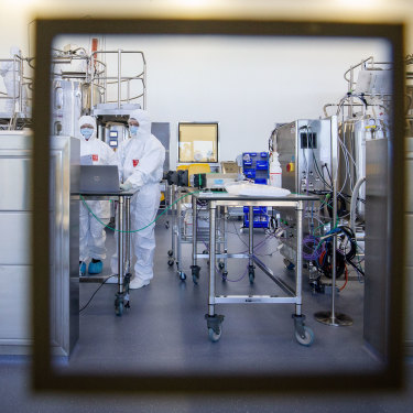 Staff at CSL in Melbourne as they prepared to start making the AstraZeneca vaccine in November 2020.