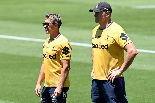 Melbourne coach Craig Bellamy with Ryles in 2020.