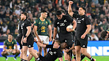 New Zealand celebrate beating South Africa at Ellis Park.