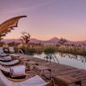The refurbished lodge’s infinity pool with volcano views.