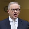 Prime Minister Anthony Albanese during a press conference after visiting Government House to call for an election.