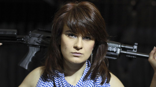 Maria Butina, a gun-rights activist, poses for a photo at a shooting range in Moscow, Russia, in 2012.
