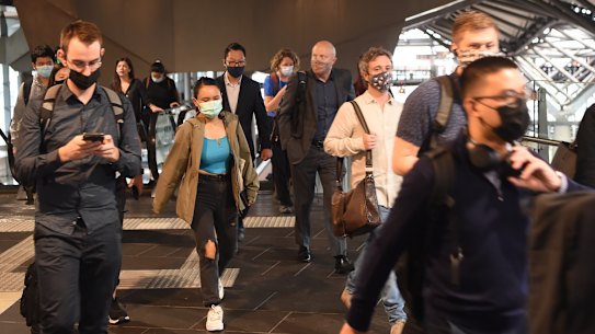 Commuters at Southern Cross Station last month.