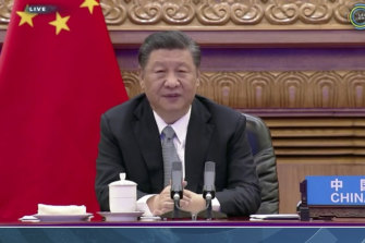 China’s President Xi Jinping speaks during the virtual leaders’ summit on climate.