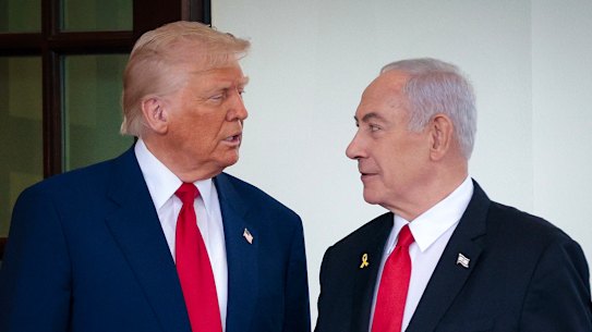 US President Donald Trump and Israeli Prime Minister Benjamin Netanyahu at the White House in April 2025.