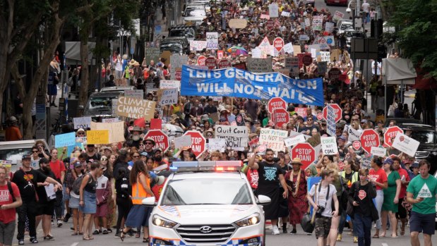 Thousands walked the streets of Brisbane to protest Adani.