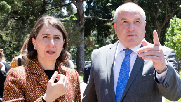 NSW Premier Gladys Berejiklian and David Elliott on Thursday.