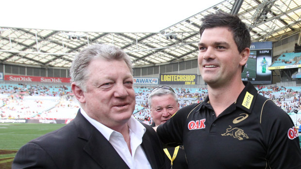 Stamp of approval: Cameron Ciraldo with Panthers general manager Phil Gould, who has backed to caretaker coach to take over on a permanent basis in 2019.