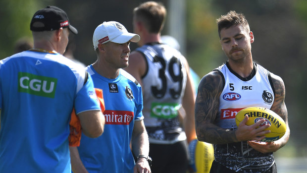 Significant blow: Jamie Elliott at Collingwood's training session on Wednesday.