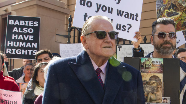 Fred Nile joins an anti-abortion rally outside NSW Parliament House.