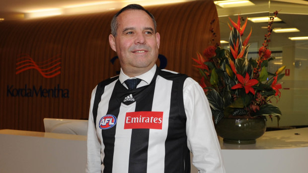 New Collingwood president Mark Korda, pictured here in Pies colours in 2012.