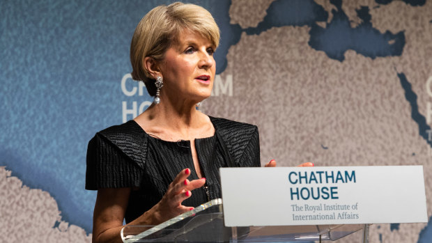 Foreign Minister Julie Bishop gave some pointed remarks about the US during a speech at London's Chatham House.