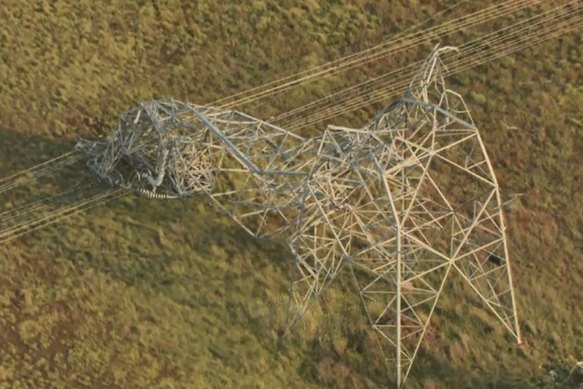 Power lines came down in Anakie, near Geelong, as damaging winds battered the state.