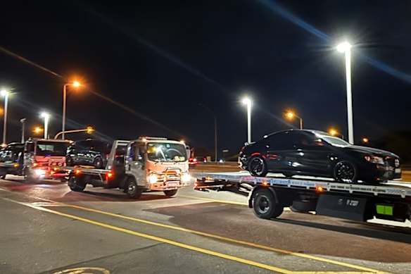 The vehicles impounded after the group were allegedly caught speeding on Wednesday evening.