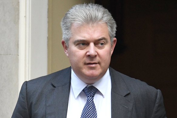 Brandon Lewis leaves Number 10 Downing Street.