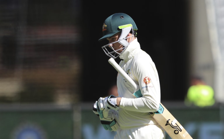 Opportunity lost: Peter Handscomb departs after falling for seven on Friday.