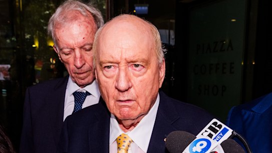Former broadcaster Alan Jones leaves Sydney’s Downing Centre Local Court in December.