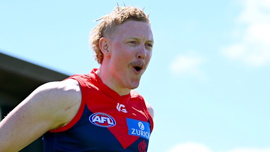 Clayton Oliver was glad to be back in action at Casey Fields on Sunday.