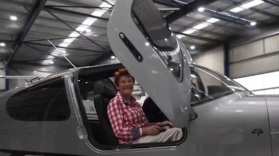 Pauline Hanson in the donated plane.
