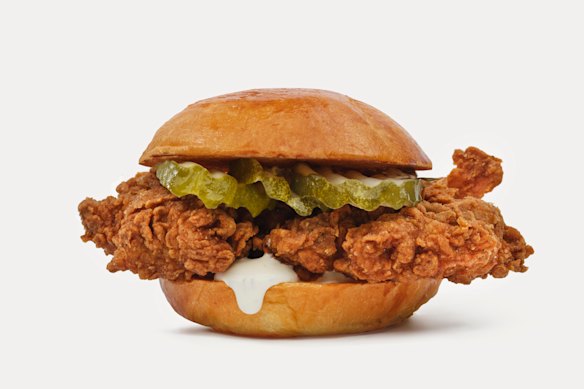 Chook’s “proper sandwich” is packed with crispy chicken, Acide dill pickles and buttermilk ranch.