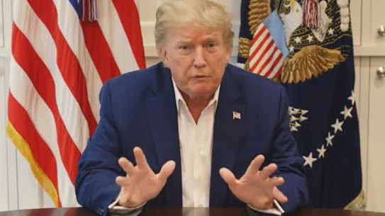 US President Donald Trump released a video update on his health on Saturday.