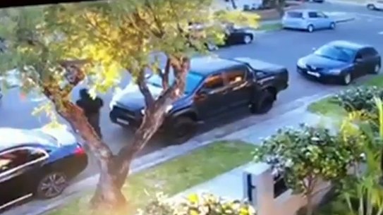 Screenshot of CCTV footage showing the moment Mohammed Saab was shot outside his home.