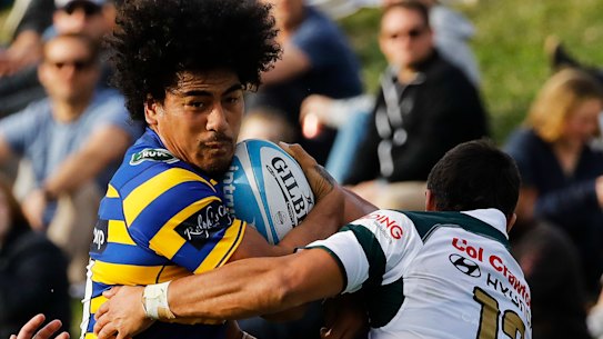 Sydney University's Ofa Manuofetoa takes a carry in his side's victory over Warringah on Saturday. 