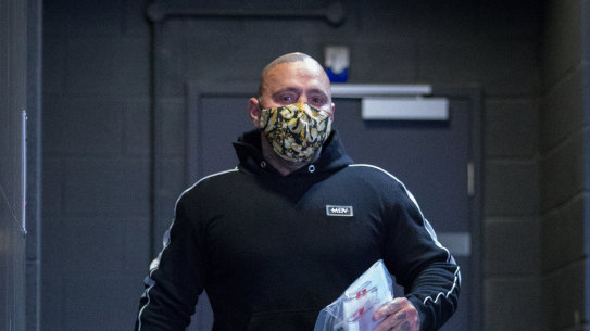 Toby Mitchell leaving a Melbourne police station after being granted bail.