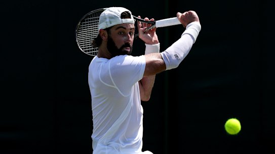 Jordan Thomson in action in his first round match.