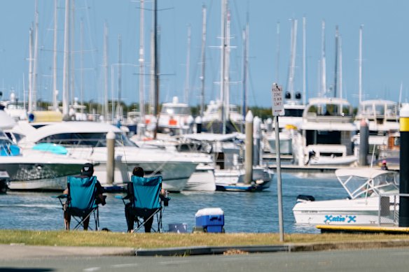 Locals enjoying the afternoon down by the marina in Manly.
