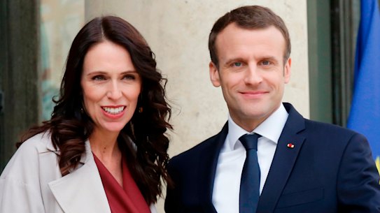 NZ Prime Minister Jacinda Ardern with French President Emmanuel Macron.