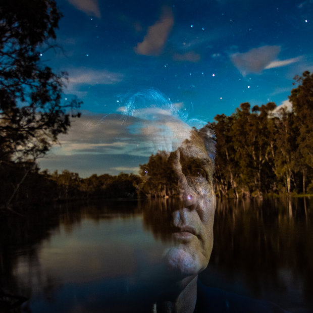 Yorta Yorta, Wurundjeri, Wemba Wemba and Wongaibon man Paul Briggs on his Country on the Dungala (Murray) river.