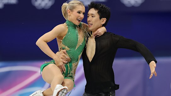 Holly Harris and Jason Chan on their way through to the next round of ice dance.