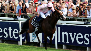 Seamie Heffernan riding Anthony Van Dyck to victory in the 2019 Derby Stakes in Epsom.