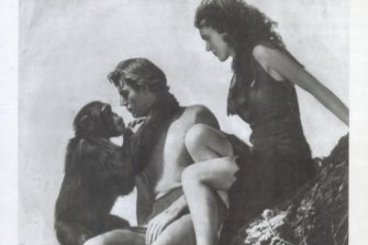 Pivotal movie: Johnny Weissmuller as Tarzan and Maureen O’Sullivan as Jane with Cheeta the Chimp in Tarzan Escapes.
