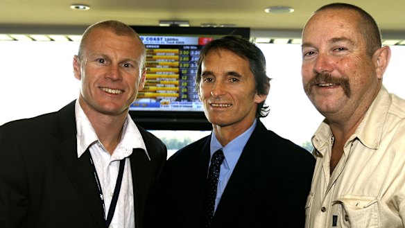 Moving on: Michael Buettner (left, with Steve Ella and David Crossley) has called time on his tenure with the match review committee.