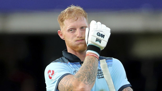 Ben Stokes reacts after England's innings after the controversial World Cup final.