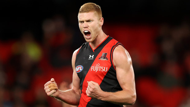 Peter Wright slammed home six goals to guide Essendon to a famous win.