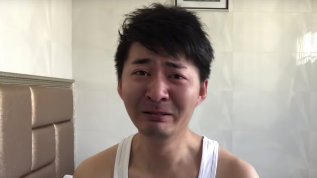 Chen Qiushi getting emotional as he records a video log that was published on January 30.
