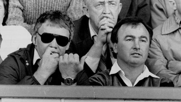 Then Manly coach Bob Fulton gives instructions in the 1987 semi-final against Easts alongside Max Krilich.