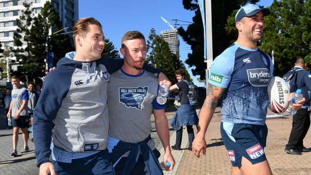 Murray, Damien Cook and Paul Vaughan take part in a team walk ahead of Wednesday night's game.