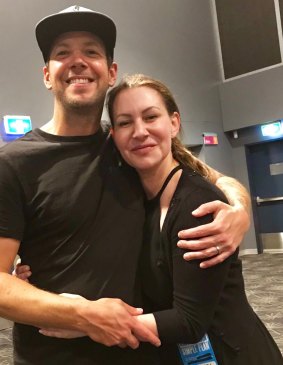 Speech pathologist Nikki Martin with one of her former clients, Pierre Bouvier, vocalist with Canadian pop-punk band Simple Plan. 