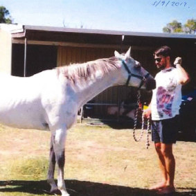 Mr Edwards and his ex-wife's horse Beau, which the couple owned from 1992 to 1994.