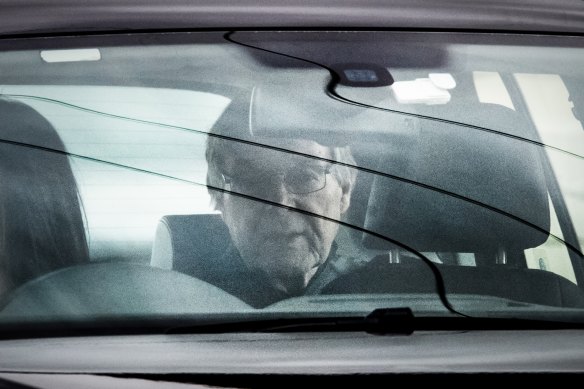 Out of jail: Cardinal George Pell on April 7, when he was released from Barwon Prison. 