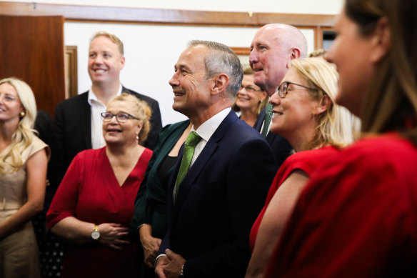 The new WA Labor caucus meeting on Monday. 