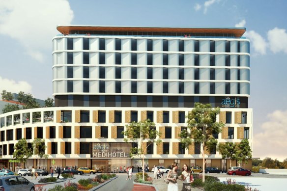 Artist’s impression of the Murdoch medihotel.