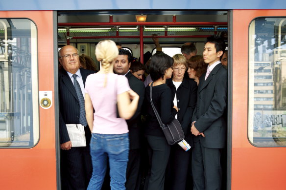 Public transport has become a new work space, where intimate conversation are held in front of dozens of strangers.
